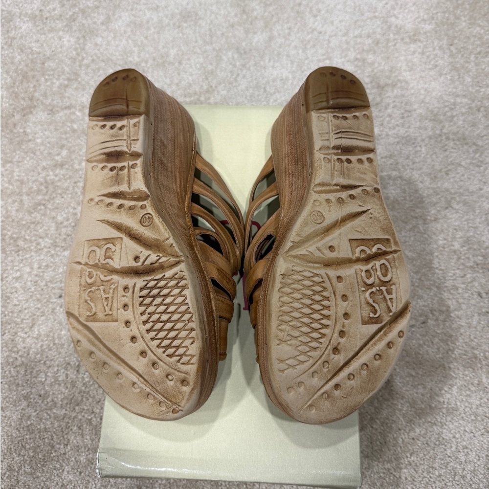 NIB - A.S.98 Nicolls Platform Wedge Sandal Size 40 (9-9.5) in Cognac/Camel - Picture 5 of 6